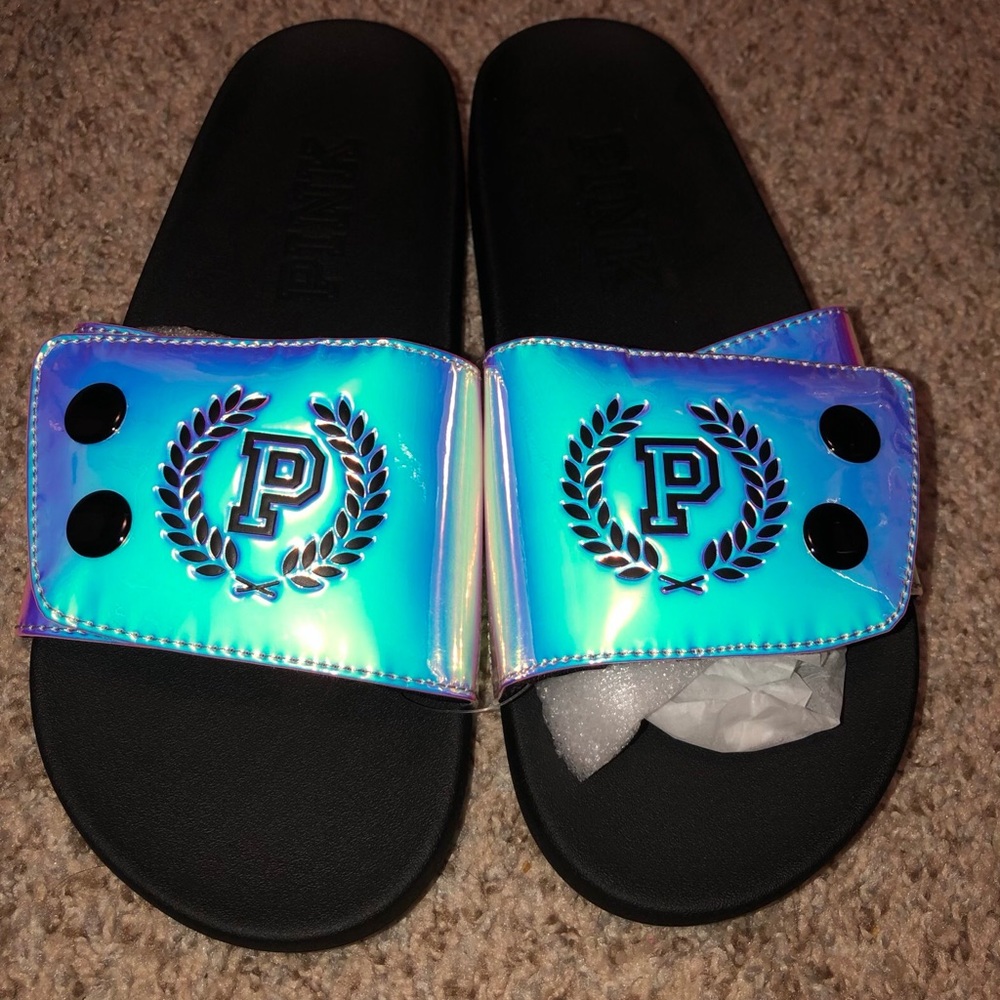PINK Victoria's Secret Iridescent Slide Sandals